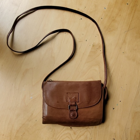 Handbags - Leather folding wallet purse crossbody vintage